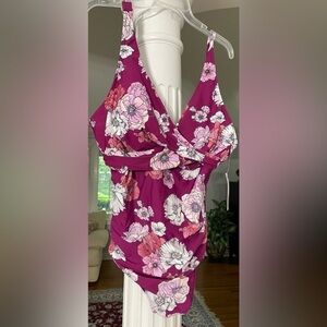 Freshwater women’s one piece swimsuit floral print in Moron , pink light purple